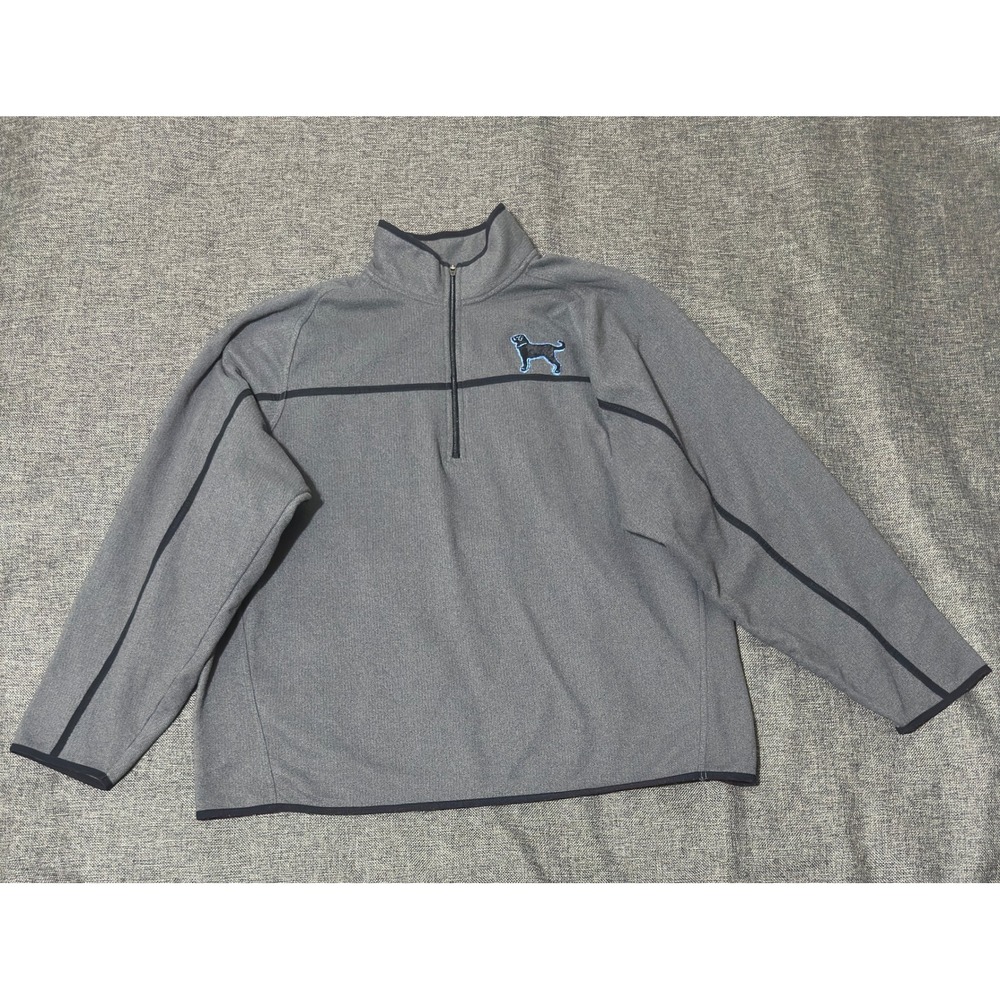 Old Navy Mens 2XL Pullover 1/4 Zip Fleece Gray Black Dog Logo 5187